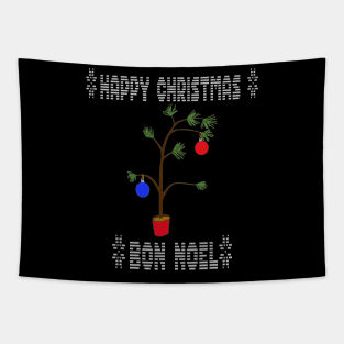 Ugly Christmas sweater - crap christmas tree, family christmas T shirt Tapestry