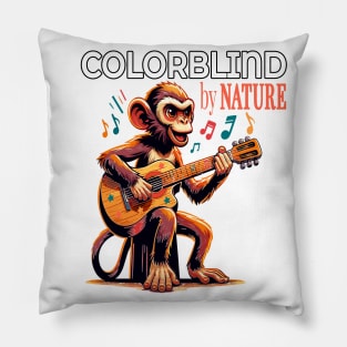 Colorblind by Nature, Melodic Monkey Strums the Blues Pillow