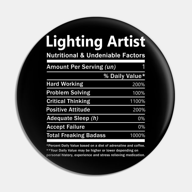 Lighting Artist - Nutritional Factors Pin by Skull Over Love