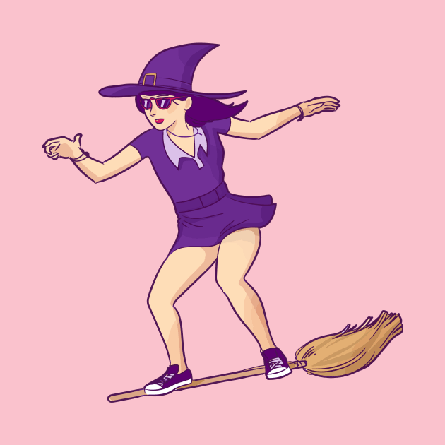 Cool Witch Surfing on a Broomstick by SLAG_Creative