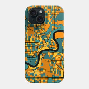 Edmonton Map Pattern in Orange & Teal Phone Case