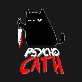 psycho cat with knife - funny halloween cat lover shirt T-Shirt