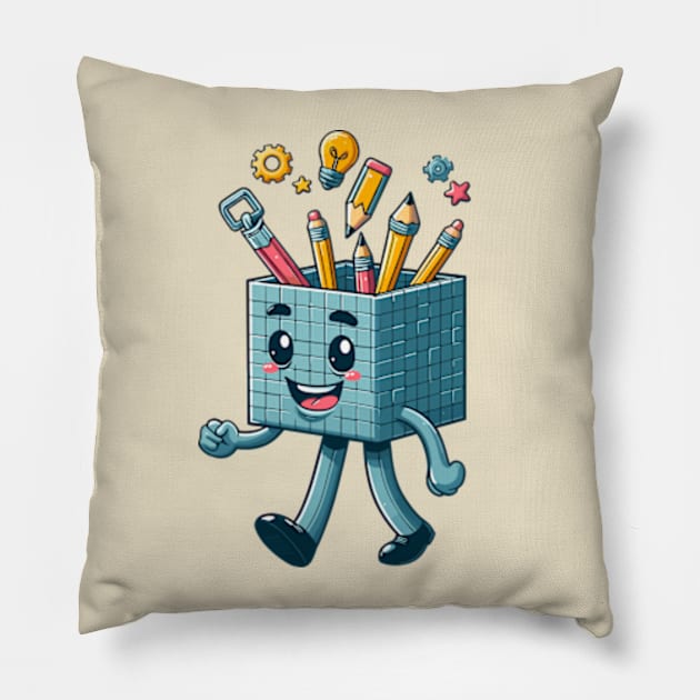 Square head cartoon Pillow by hippohost