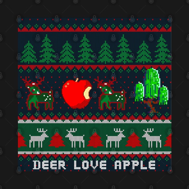 Deer Love Apple Ugly Christmas Sweater by Darunyaa