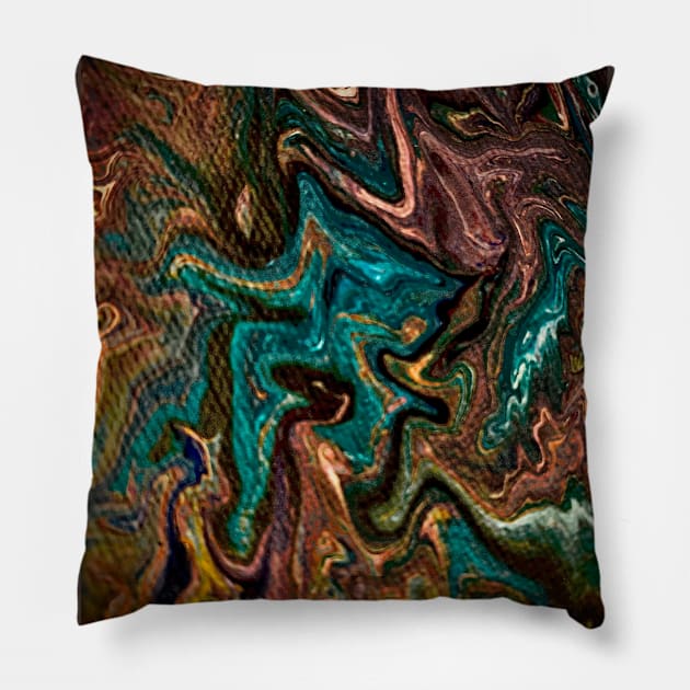 Pouring abstract acrylic paint Pillow by baksuart