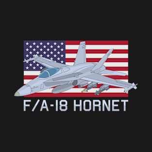 FA-18 Hornet Jet Fighter Plane Diagram American Flag Gift T-Shirt