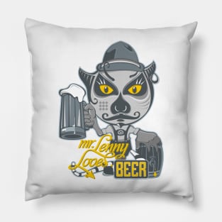 mr.Lenny loves beer / white Pillow