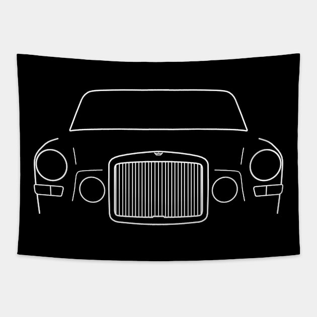 Vanden Plas Princess classic 1960s British saloon car white outline graphic Tapestry by soitwouldseem