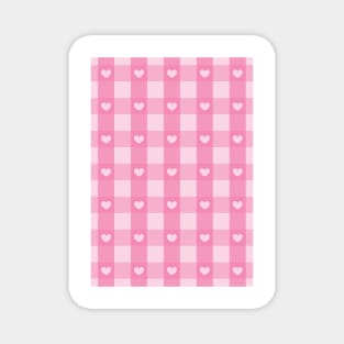 pink gingham, romantic, gingham hearts, valentines day y2k, girly pink aesthetic Magnet