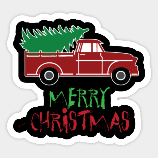 Red Truck Merry Christmas Tree Vintage Red Pickup Truck Tee Grandpa Sticker Teepublic Au