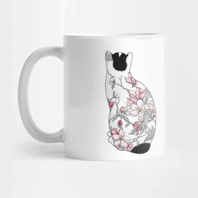 Cat In Apple Blossom Tattoo Cat Mug Teepublic Cat In Apple Blossom Tattoo Cat Mug Teepublic