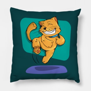 Jumping Golden Brown Cat Pillow