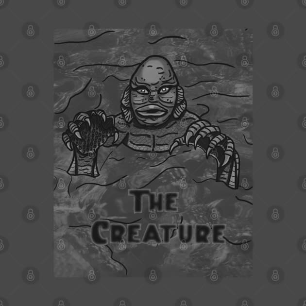 The Creature- Black and Gray by tesiamarieart