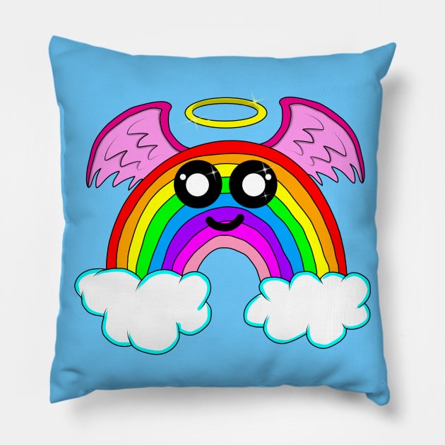 Happy little rainbow Pillow by MelanieJeyakkumar