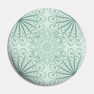Blue-Green Abstract Mandala Pattern Pin