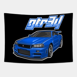 Blue gtr34 car Tapestry