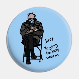 Keep Warm Bernie Sanders Memes Line Drawing Pin