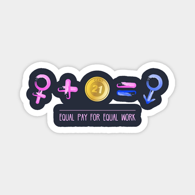 Equality! Equal pay for equal work. Magnet by Crazy Collective