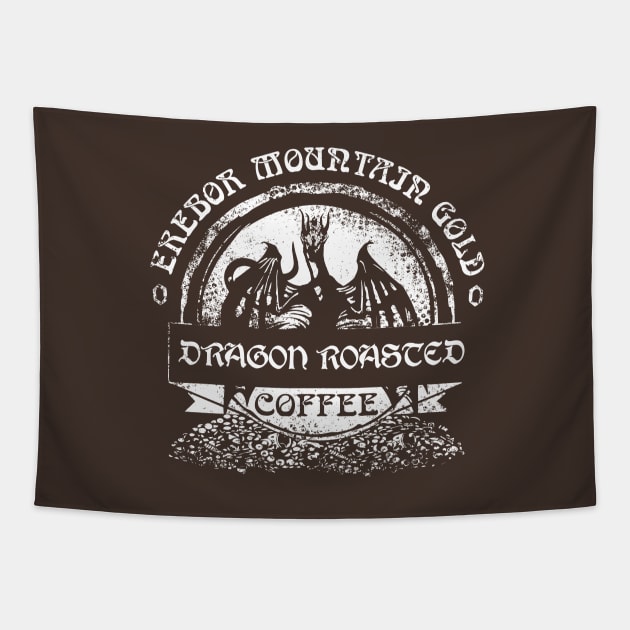 Erebor Mountain Gold Coffee Tapestry by WarbucksDesign