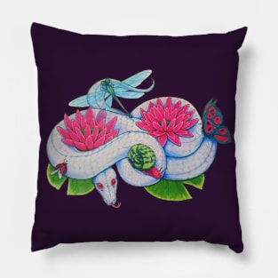 Cute Pond Snake and Friends Pillow