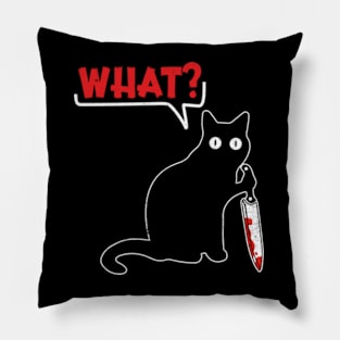 Cat What? Murderous Black Cat With Knife Pillow