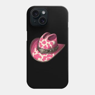 Pink cow print cowboy hat Phone Case