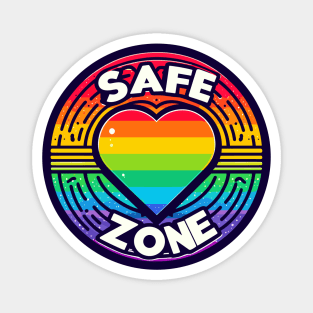 LGBTQ Safe zone Sign Rainbow heart Magnet