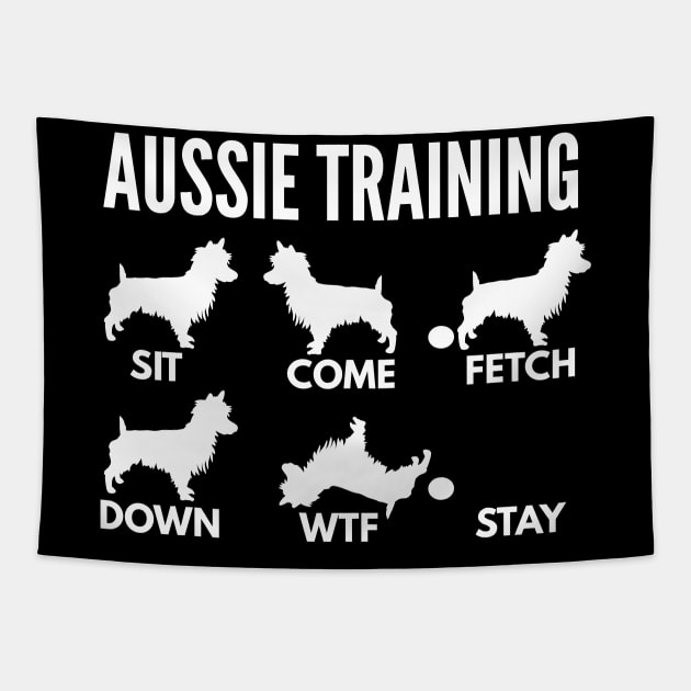 Aussie Training Australian Terrier Tricks Tapestry by DoggyStyles