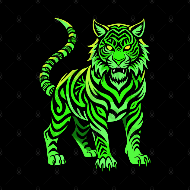 Neon Green Tiger by Ravenglow