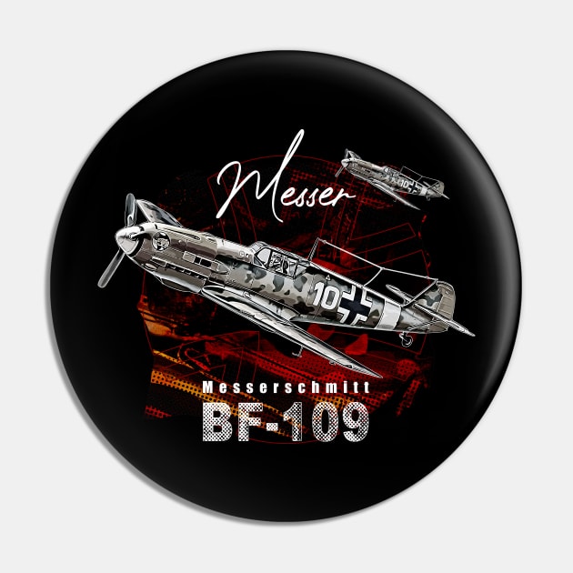 Messerschmitt BF-109 Luftwaffe Warplane Pin by aeroloversclothing