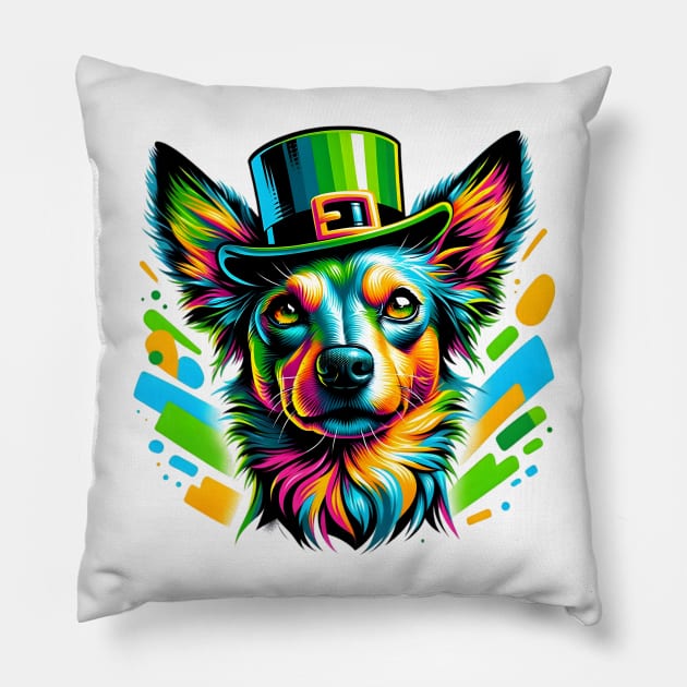 Xoloitzcuintli Enjoys St Patrick's Day in Leprechaun Hat Pillow by ArtRUs