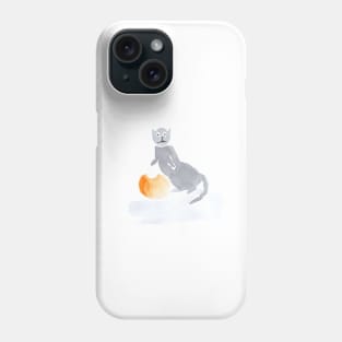 cat, pumpkin, animal, cute, holiday, Halloween, illustration, watercolor, festive, good mood, autumn, autumn Phone Case