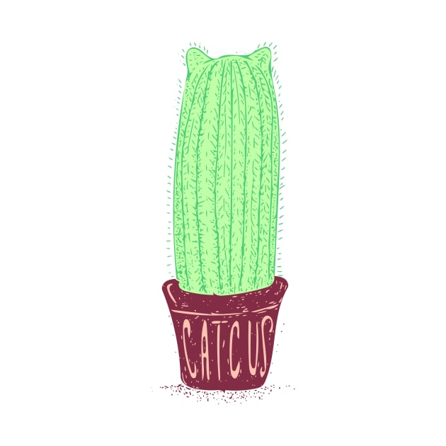 Toxic Neon Green and Red - Catcus - Cat Cactus - Plant Lover by AnanasArt
