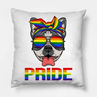 French Bulldog Bandana LGBT Pride Sunglasses Pillow