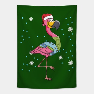 Pink Flamingo Christmas Tapestry