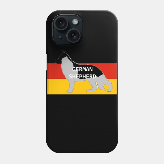 german shepherd black and silver name silhouette on flag Phone Case by Wanderingangel