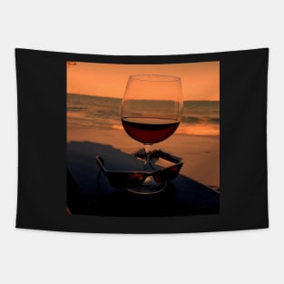 Wine + Beach time Tapestry