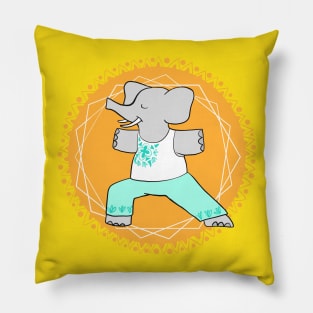 Yoga warrior pose elephant Pillow