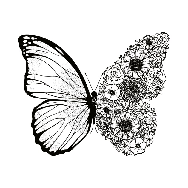 Butterfly Floral Wing - Nature and Gardening by Popculture Tee Collection