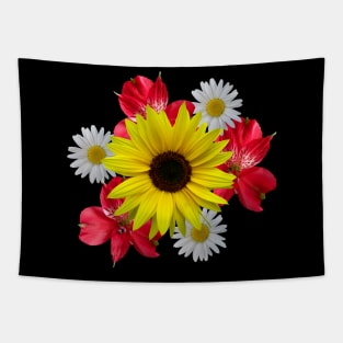 sunflower, daisies, bunch of flowers, red bloom Tapestry