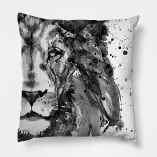 Black And White Half Faced Lion Pillow