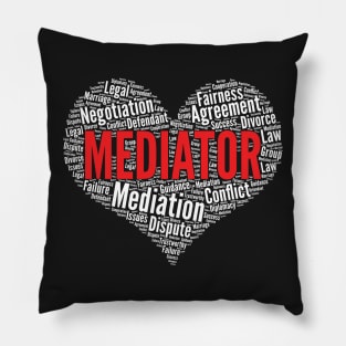 Mediator Heart Shape Word Cloud Design print Pillow