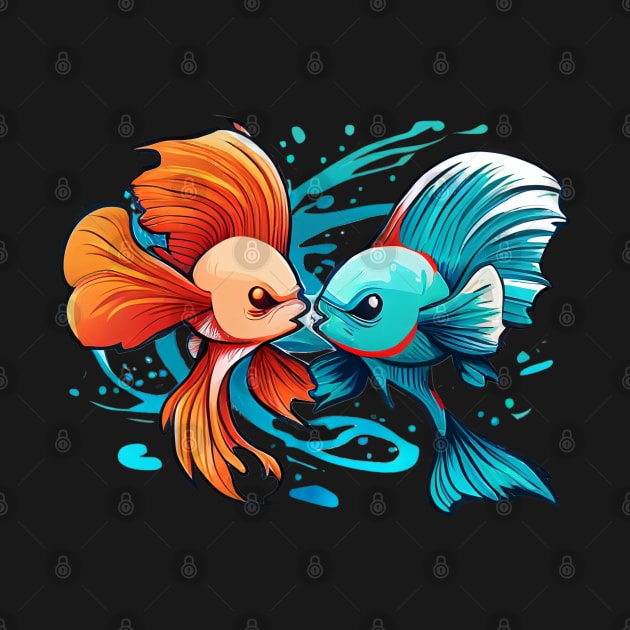 TWO COOL BETTA FISH FIGHTING by aiartify