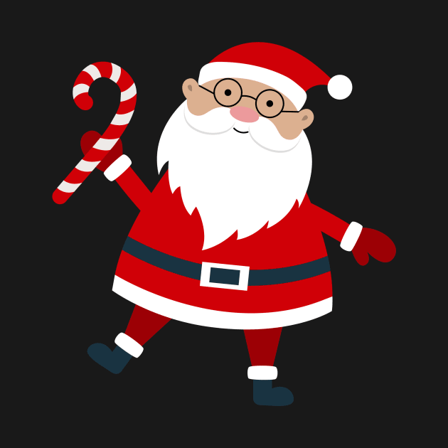 Santa Claus cartoon character with candy cane by Savvalinka