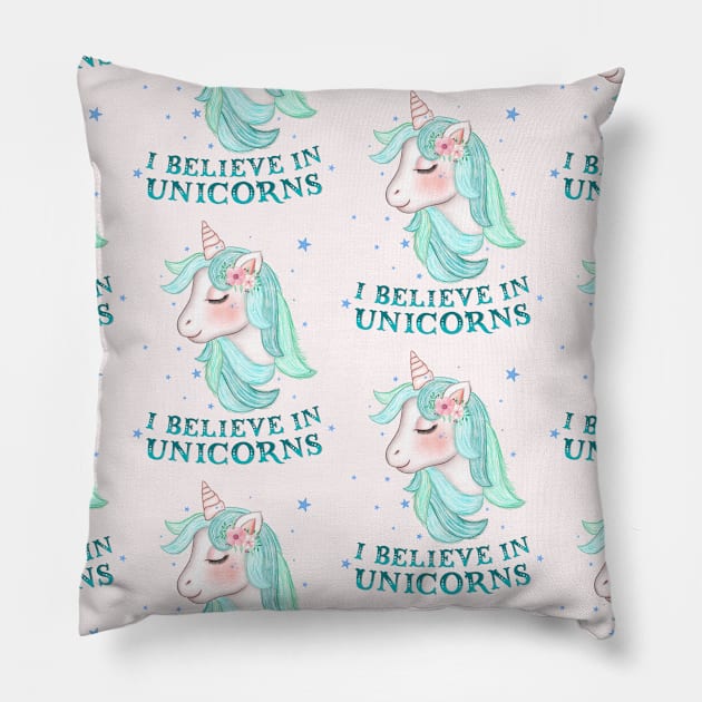 Unicorn pattern Pillow by CalliLetters