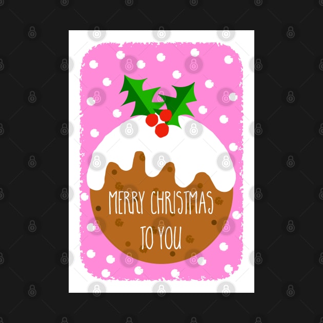 Christmas Pudding Festive Greeting ( pink version ) by AdamRegester