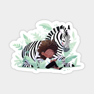 Cute Zebra Animal Loving Cuddle Embrace Children Kid Tenderness Magnet