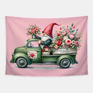 Valentines gnome truck, rustic truck farm truck valentines gnome Tapestry