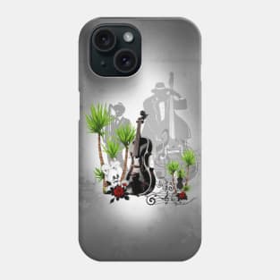 Music, black violin and palm trees Phone Case