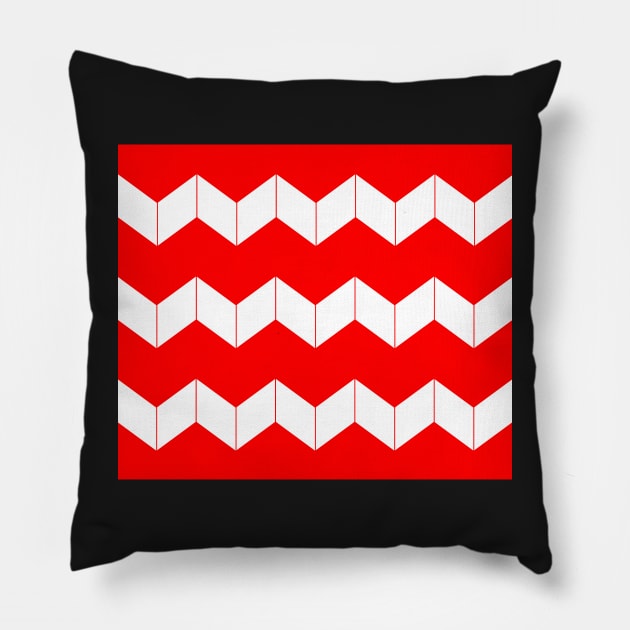 Abstract geometric pattern - zigzag - red and white. Pillow by kerens